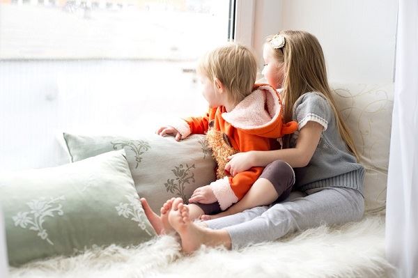 children waiting for their visiting parent